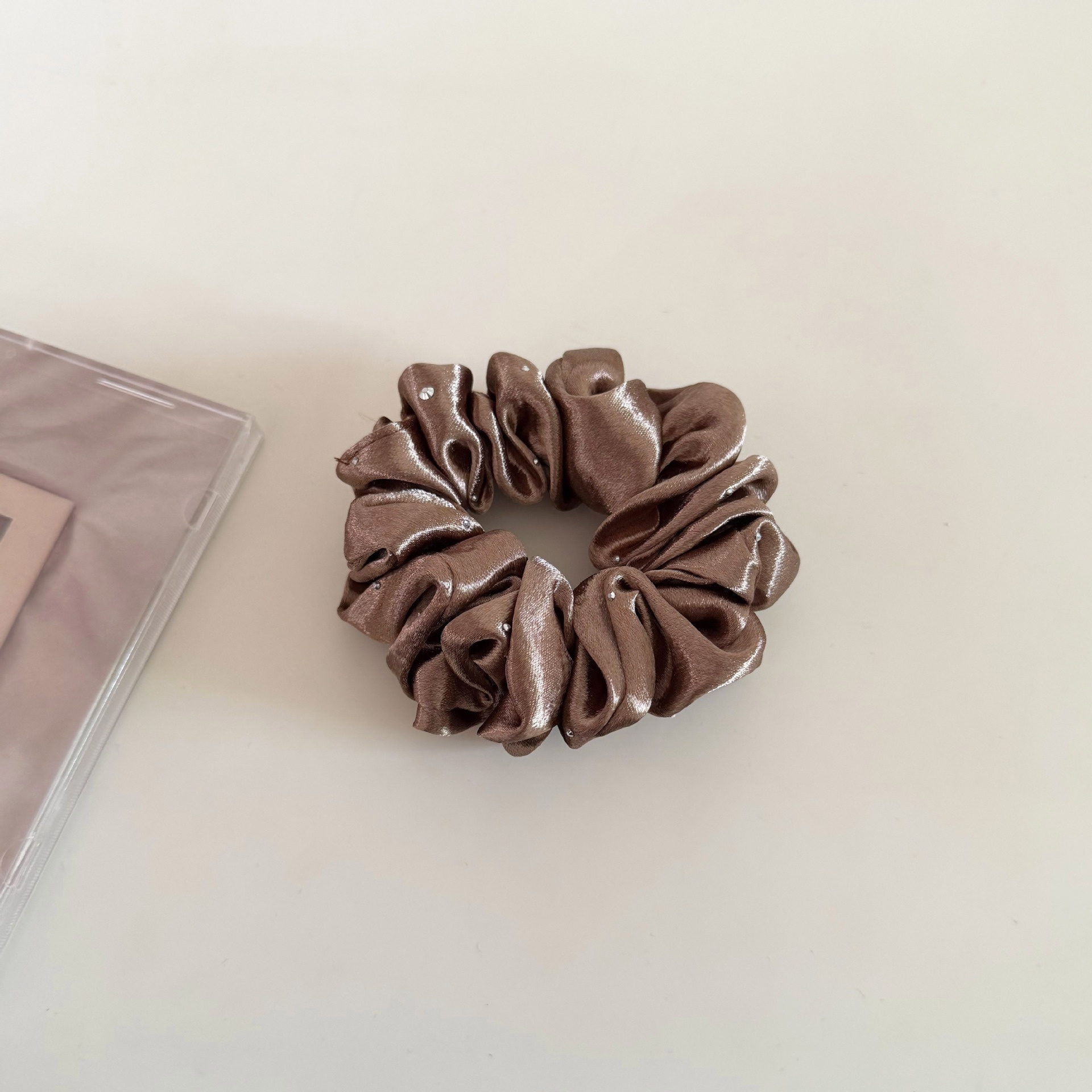 Women's French Rhinestone Folded Star Satin Headband Solid Colors