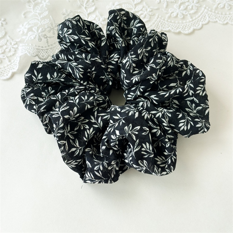 Women's High Elasticity Cloth Bun Hair Scrunchies Ink Painting Print