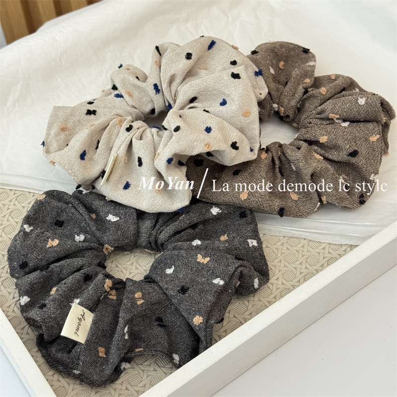 Women's Retro Fabric Ponytail Hair Ties Floral Embroidery Spot