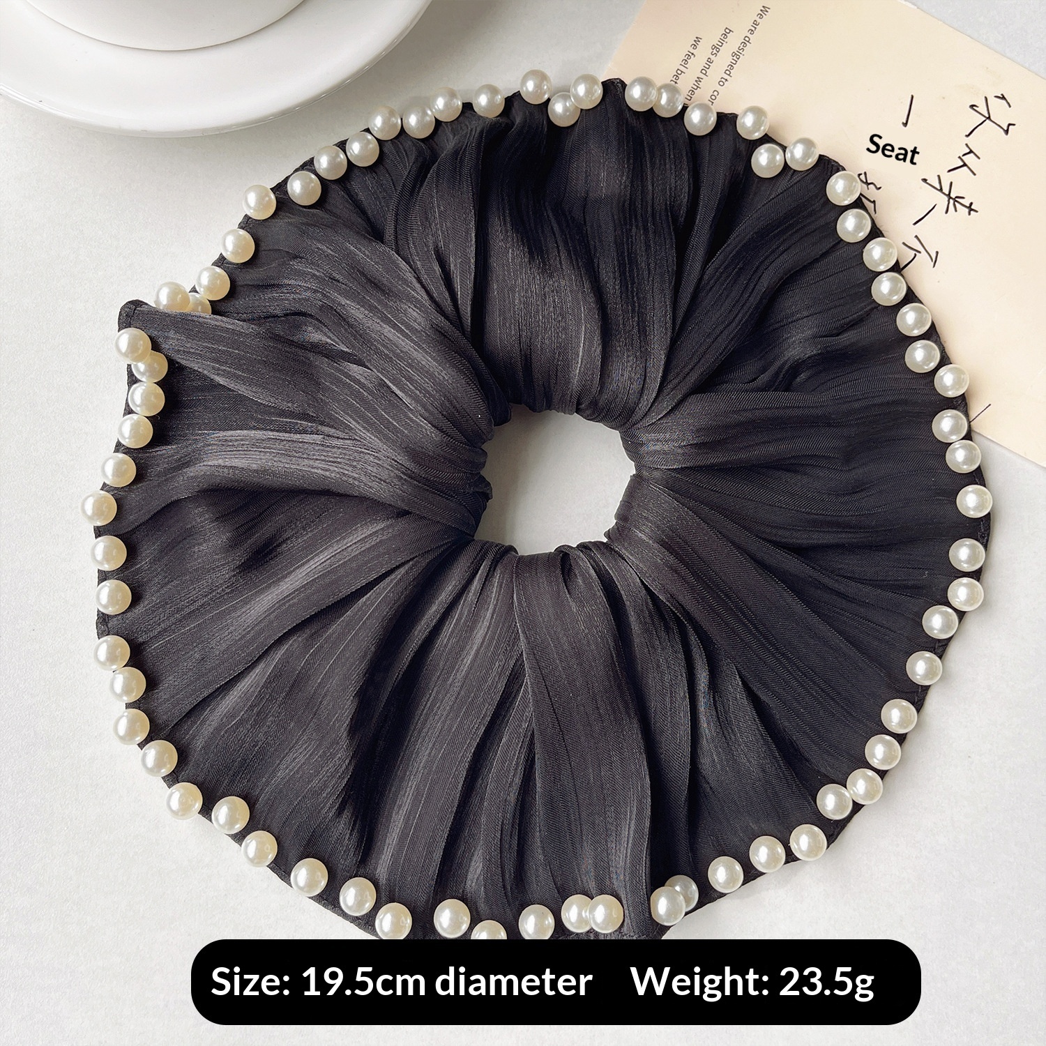 Women Large Pearl Satin Party Headband Hair Accessory White Black Blue