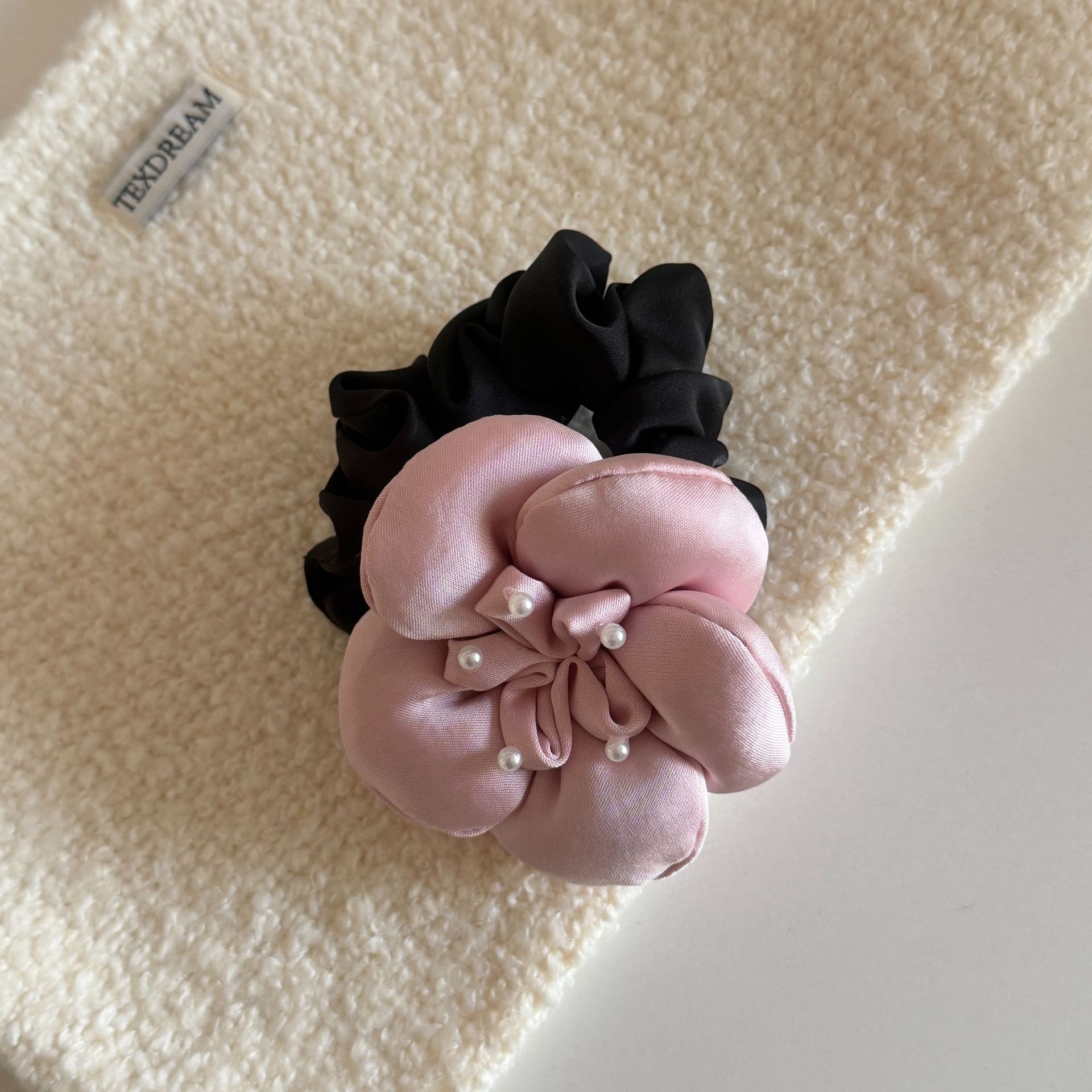 Women's Lolita Pearl Cloth Elastic Scrunchie Hair Tie Floral Polka Dot