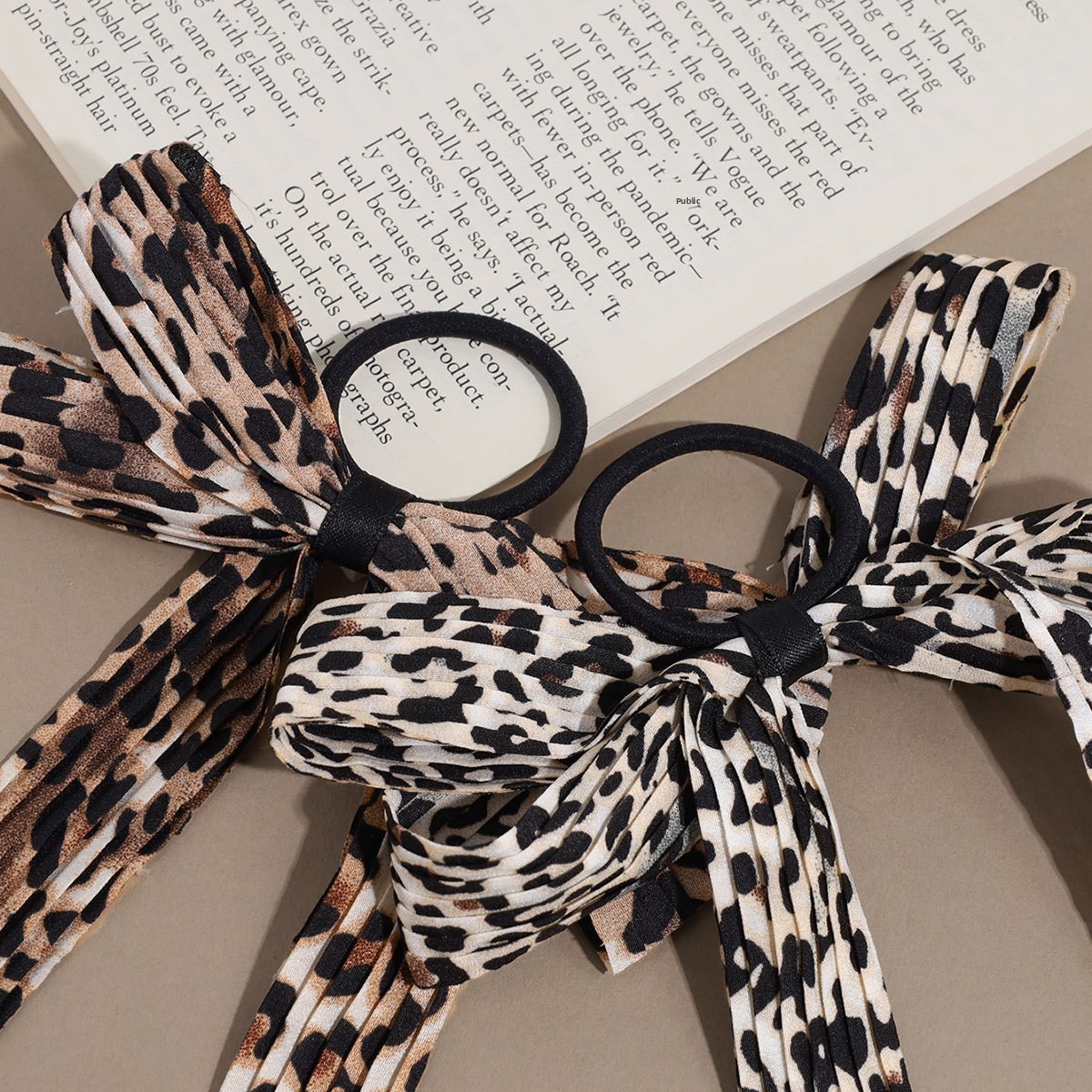 Women's High Elasticity Fabric Hairband Half-tied Hair Tie Retro Leopard Print