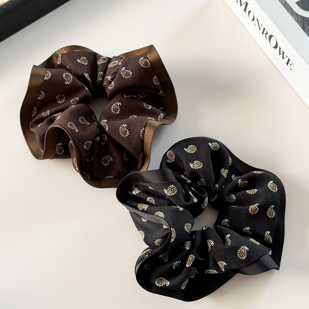 Women's Retro Large Bow Hair Bun Accessory Paisley Cloth Hairband