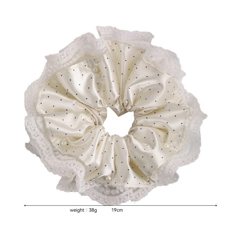 Women's Elegant French Polyester Hair Tie For Daily Wear Polka Dots