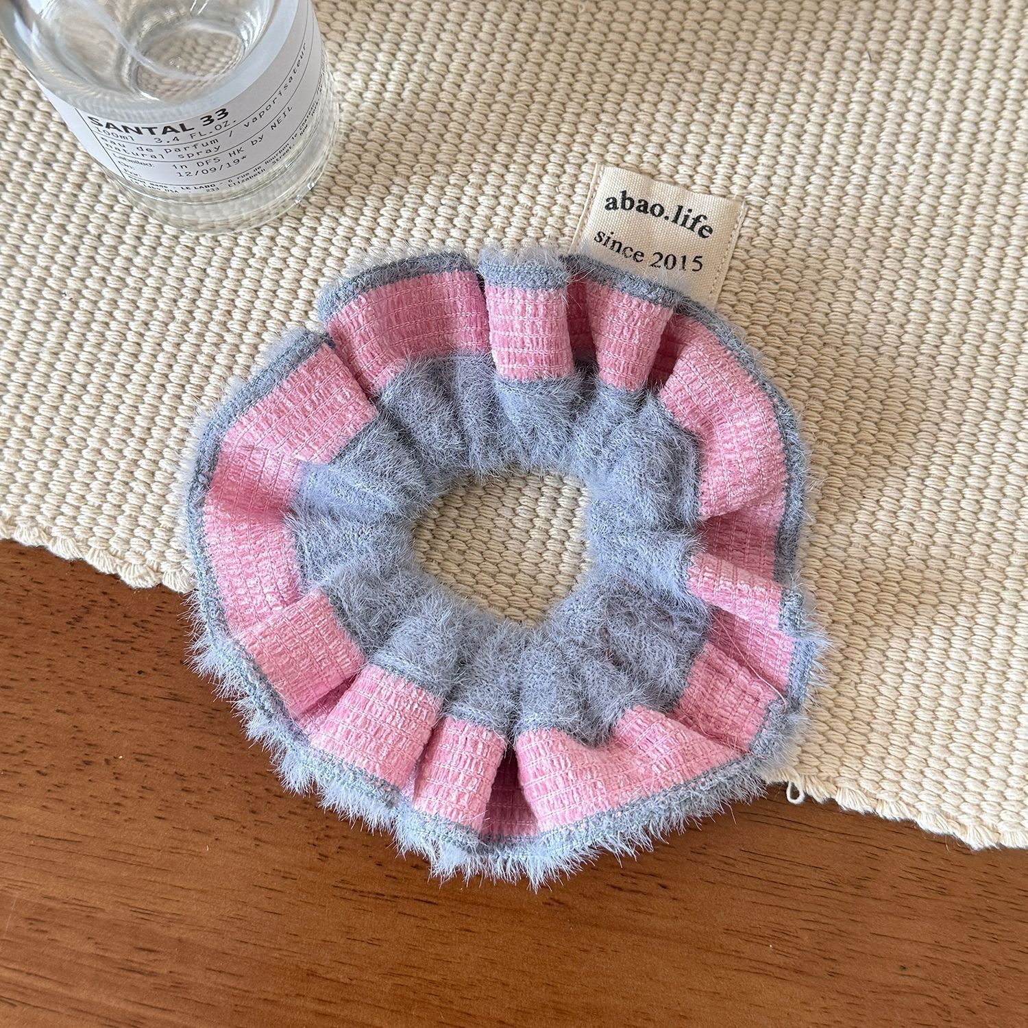 Girls Autumn Winter Hand Knitted Plush Scrunchie Sweet Fashion Hair Tie