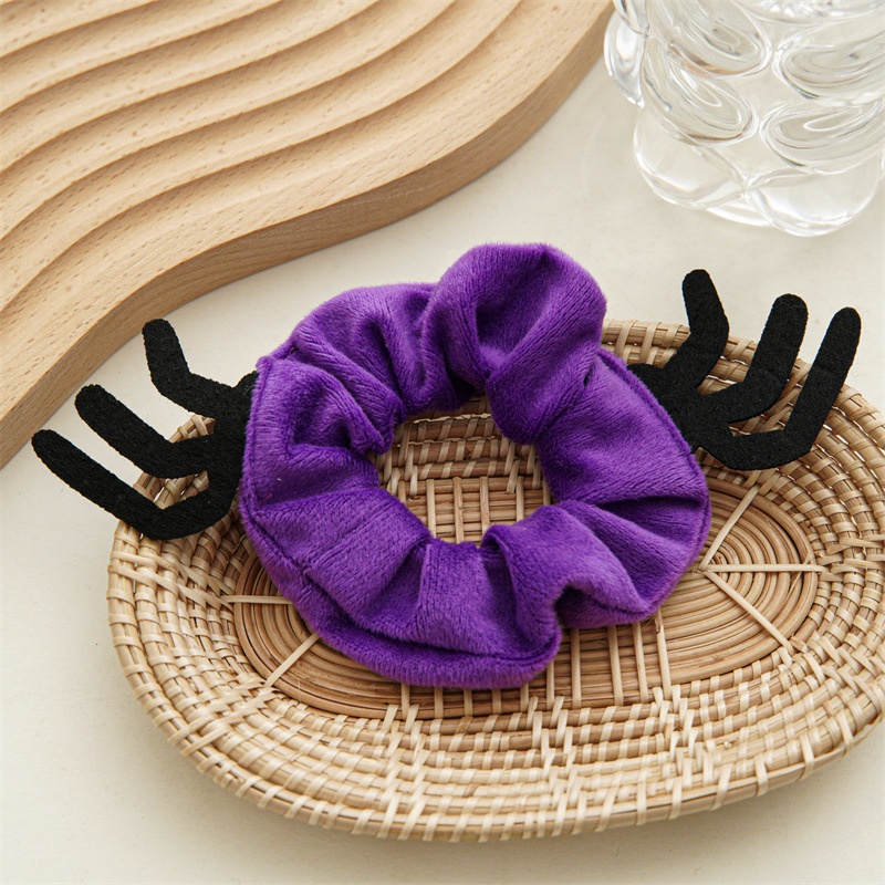 Women's Flannel Hair Scrunchie Solid Color For Halloween Christmas