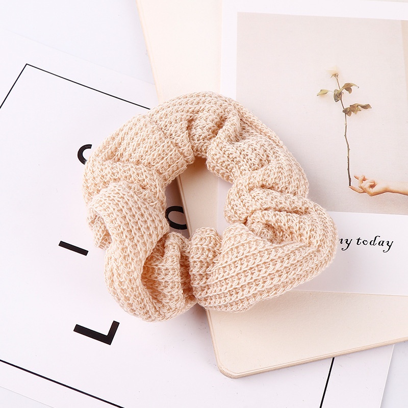 Women's Winter Thick Knitted Braided Hair Scrunchies Solid Color