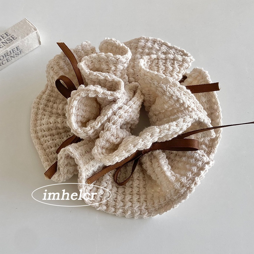 Women's Knitted Hollow Ribbon Bow Hair Tie Small Waist Back Accessory