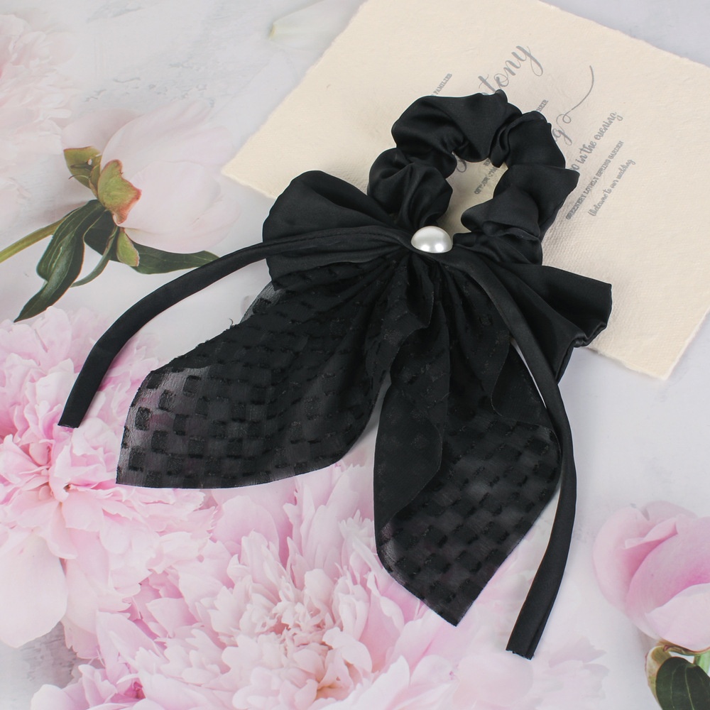 Girls High Elastic Lace Butterfly Knot Hair Ties Polka Dot Ponytail Sashes