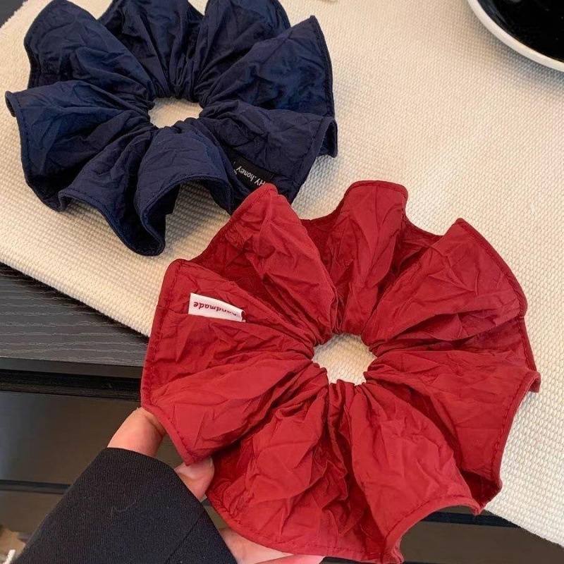 Women's New Style Solid Color Cloth Hair Tie in Elegant Winter Red