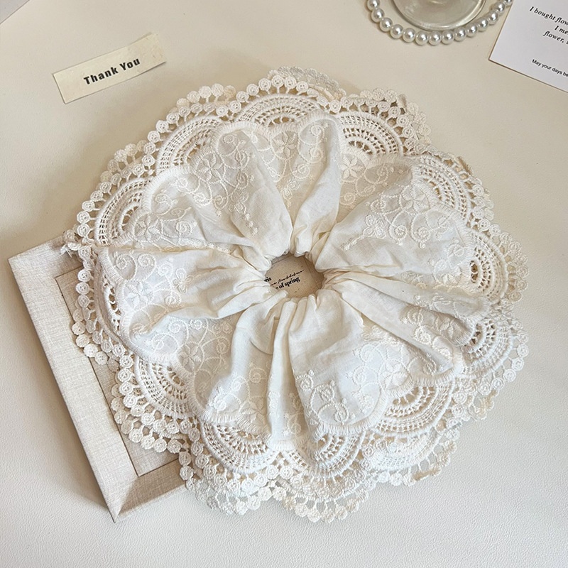 Women's Elegant Large Lace Ponytail Hair Accessory Solid White