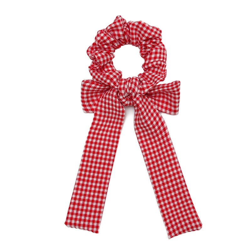 Women's Plaid Fabric Bow Knot Hair Ties Simple Red Black Hair Accessories