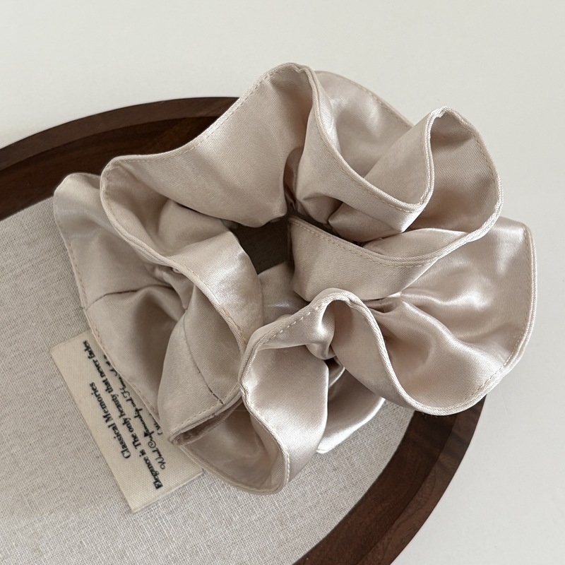 Women's Elegant Double Layer Satin Low Ponytail Hair Tie Solid Color