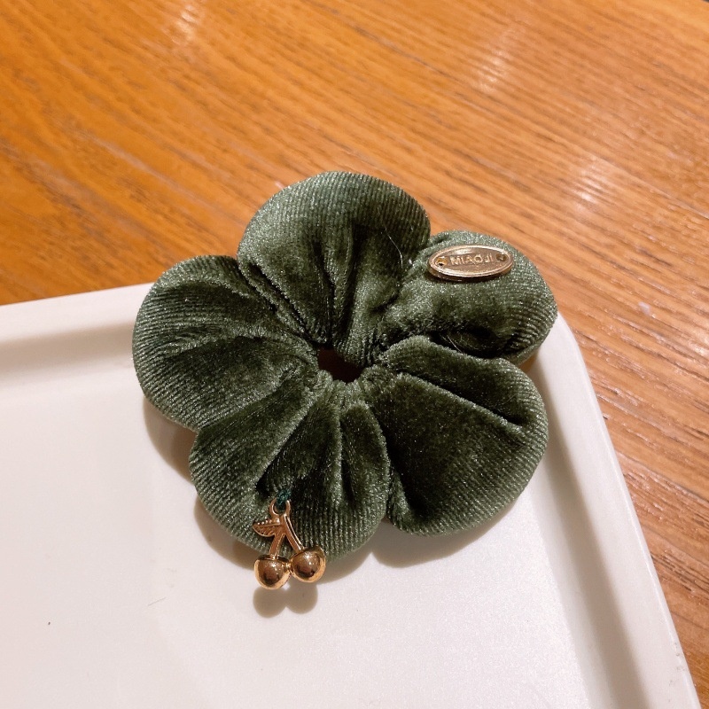 Women's Sweet Velvet Gold Leaf Hair Ties Elastic Fashionable Winter Headwear