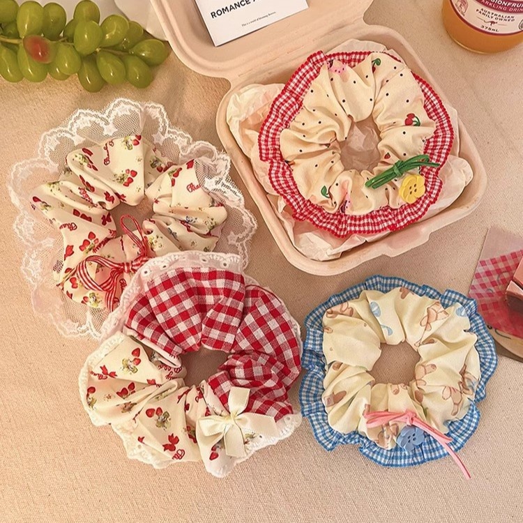 Women's Daily Cloth Lace Hair Tie Sweet Strawberry Floral Polka Dots