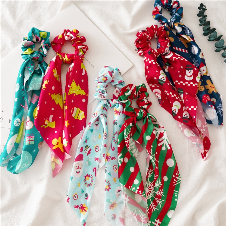 Women's Christmas Hair Tie Festive Snowman Print Cloth Scrunchie