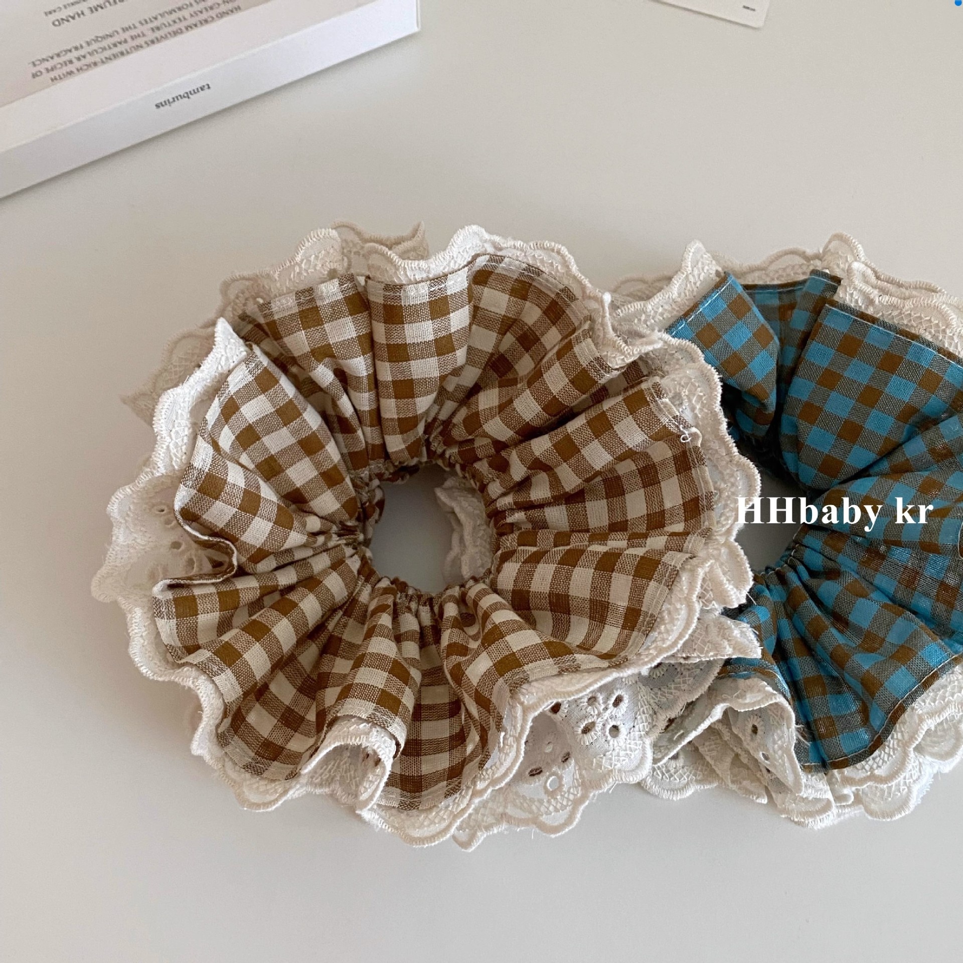 Women's Handmade Four-Layer Lace Ponytail Scrunchies Vintage Plaid