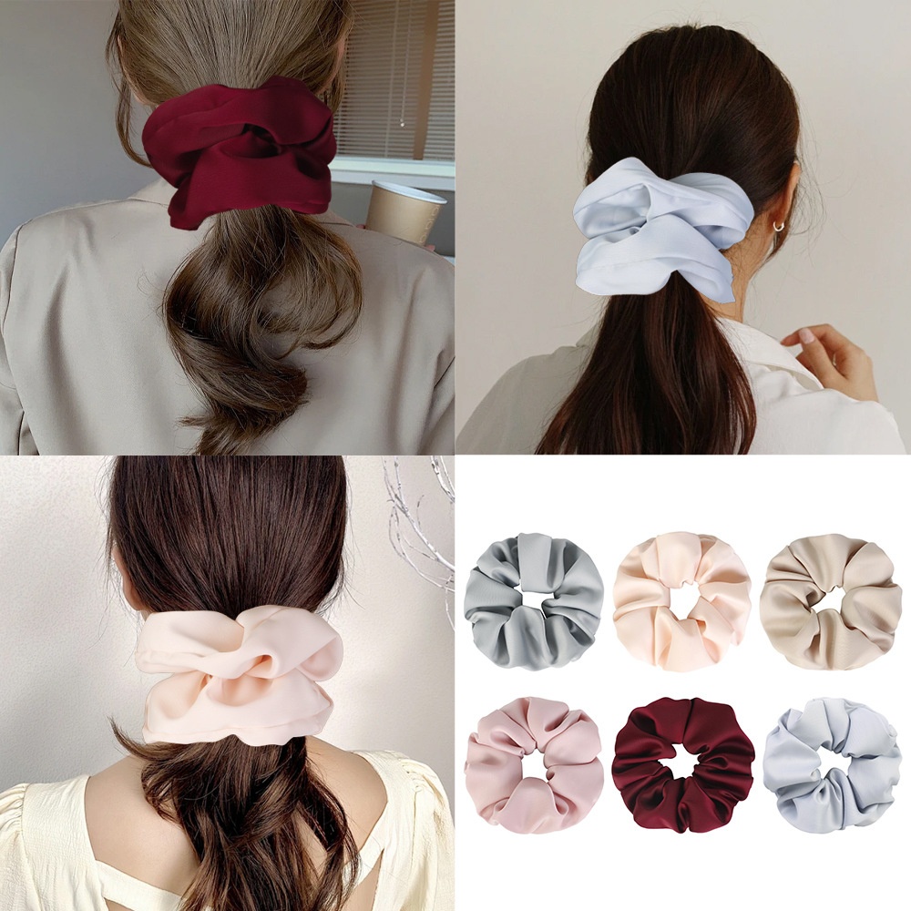 Women Soft Cloth Elastic Hair Bands Spring Summer Solid Color Hair Ties