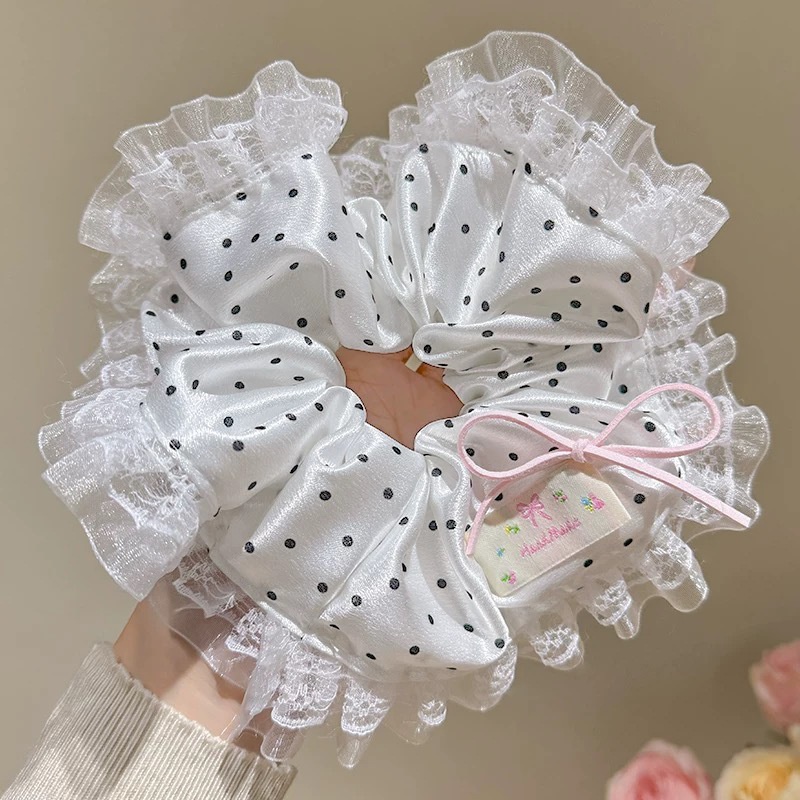 Women's Daily Cloth Lace Butterfly Knot Elastic Bun Hair Tie Polka Dots