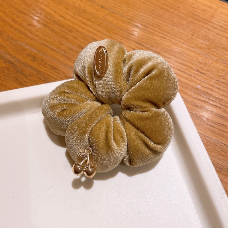 Women's Sweet Velvet Gold Leaf Hair Ties Elastic Fashionable Winter Headwear