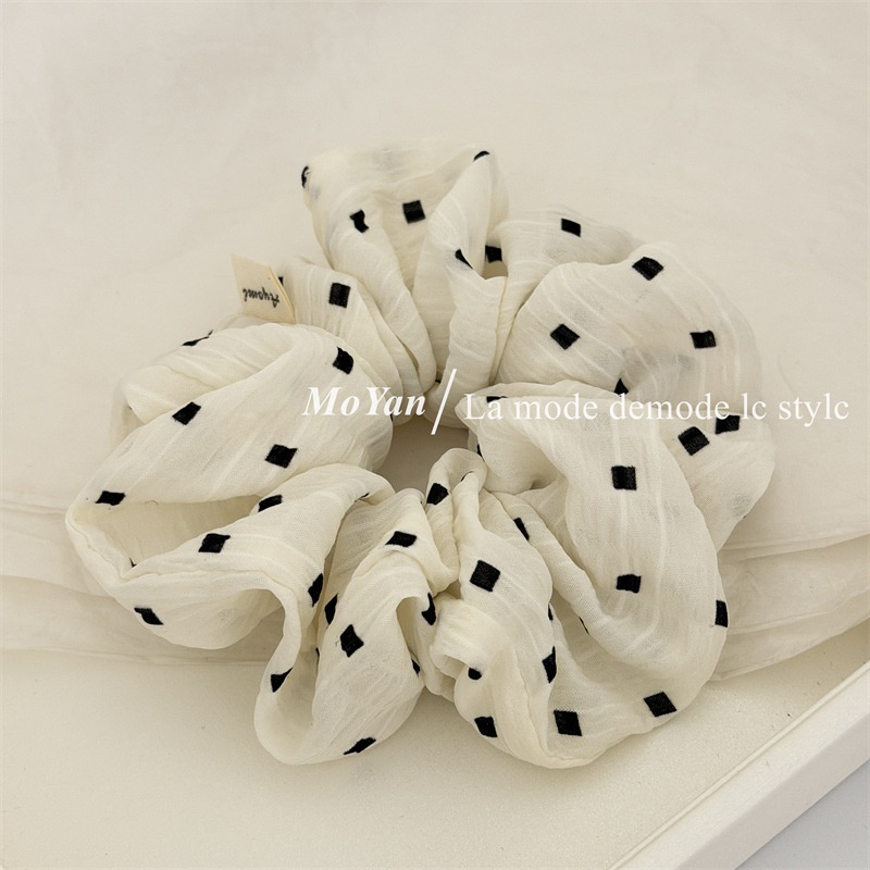 Women's Soft Cloth Daily Wear Hair Tie Scrunchie Accessory Beige Gingham