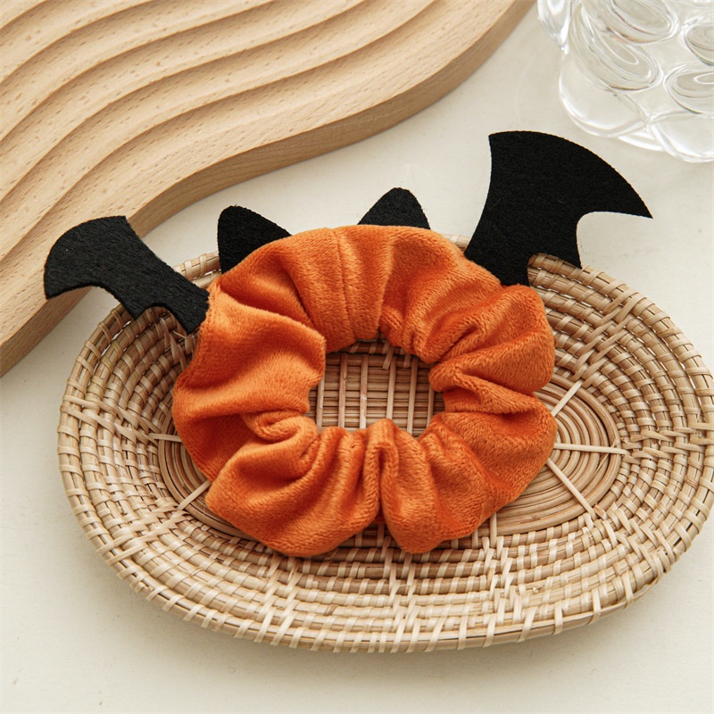 Women's Flannel Hair Scrunchie Solid Color For Halloween Christmas