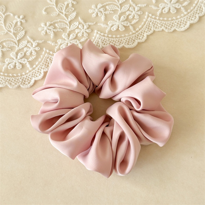 Women's French Style Satin Hair Tie For Spring Daily Wear Solid Beige