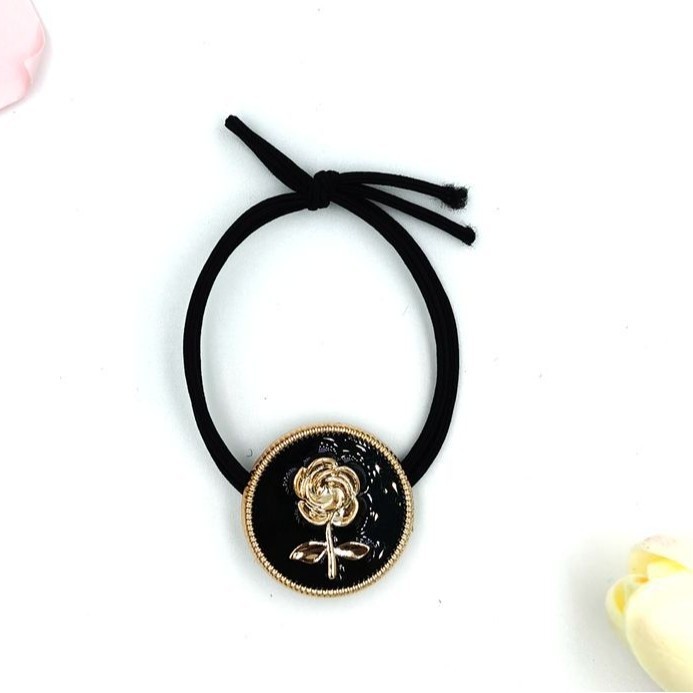 Ladies Casual Cloth Hairband High Elasticity All Seasons Black Rose Headwear