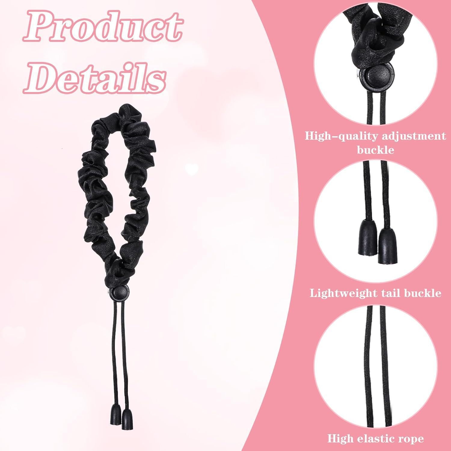 Women's Elastic Satin Heatless Wave Curler Hair Tie Solid Black Coffee