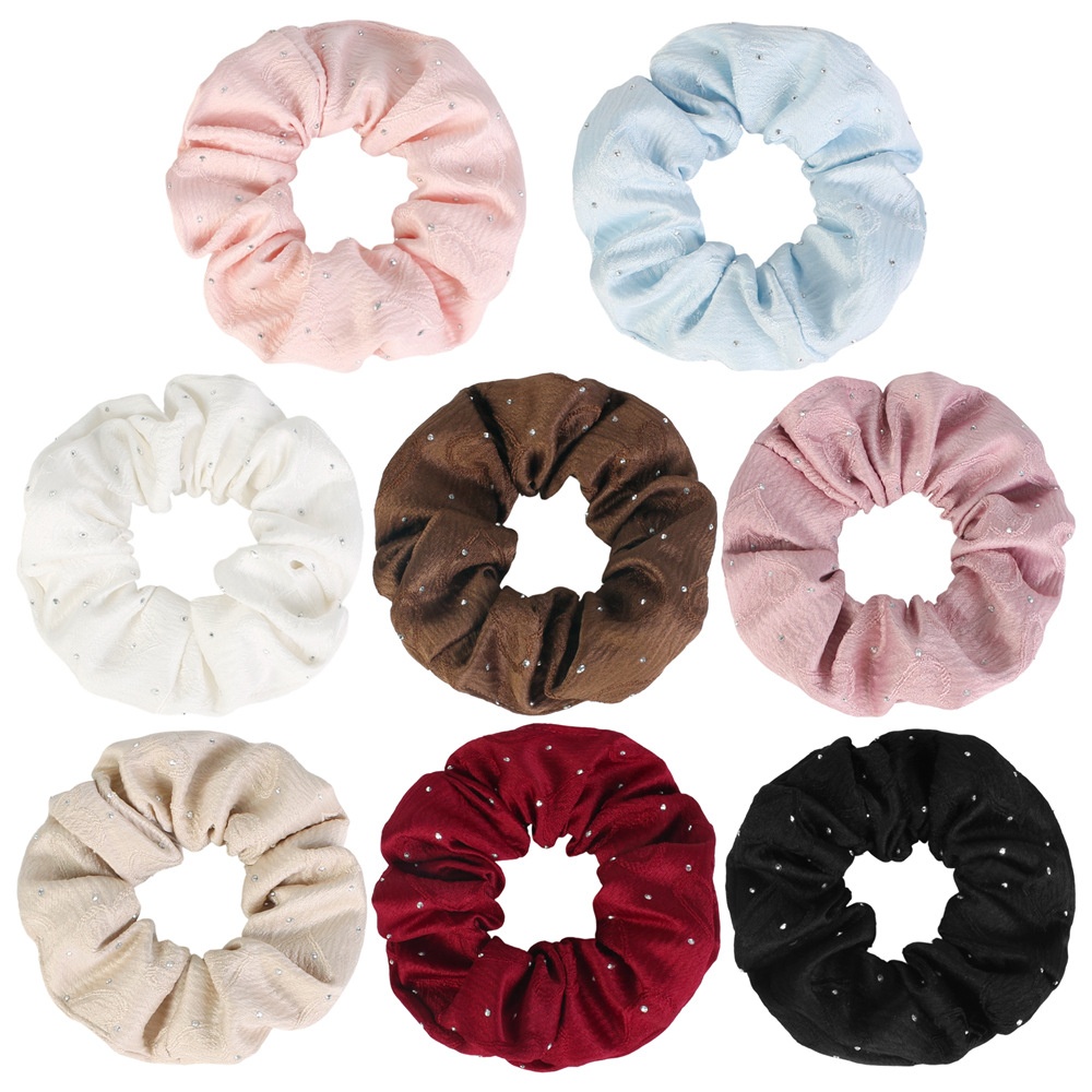 Women's Simple Rhinestone Denim Bubble Braid Hair Tie Spring Light Blue