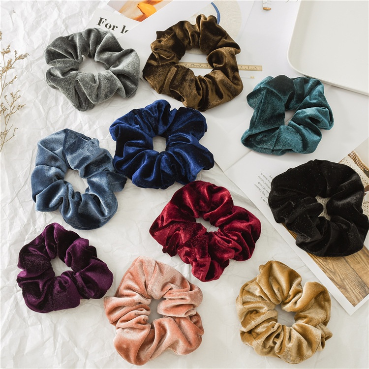 Women's Velvet Elastic Hair Band Autumn Winter Casual Solid Colors