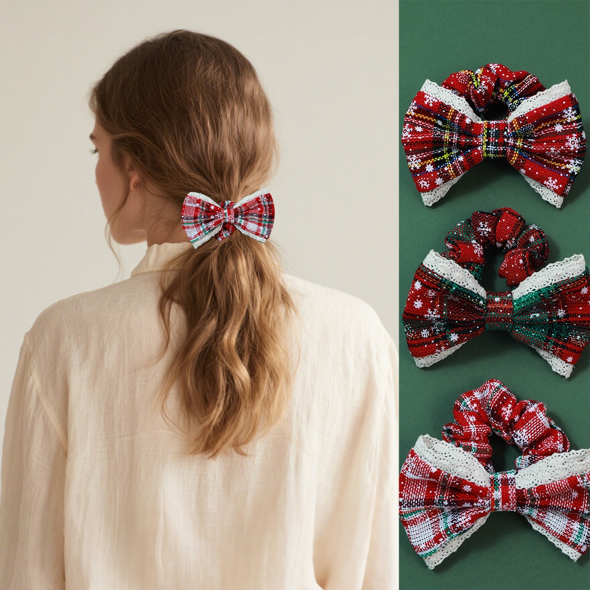 Women's Outdoor Fabric Bowtie Hair Ties Cute Floral Fruit Print