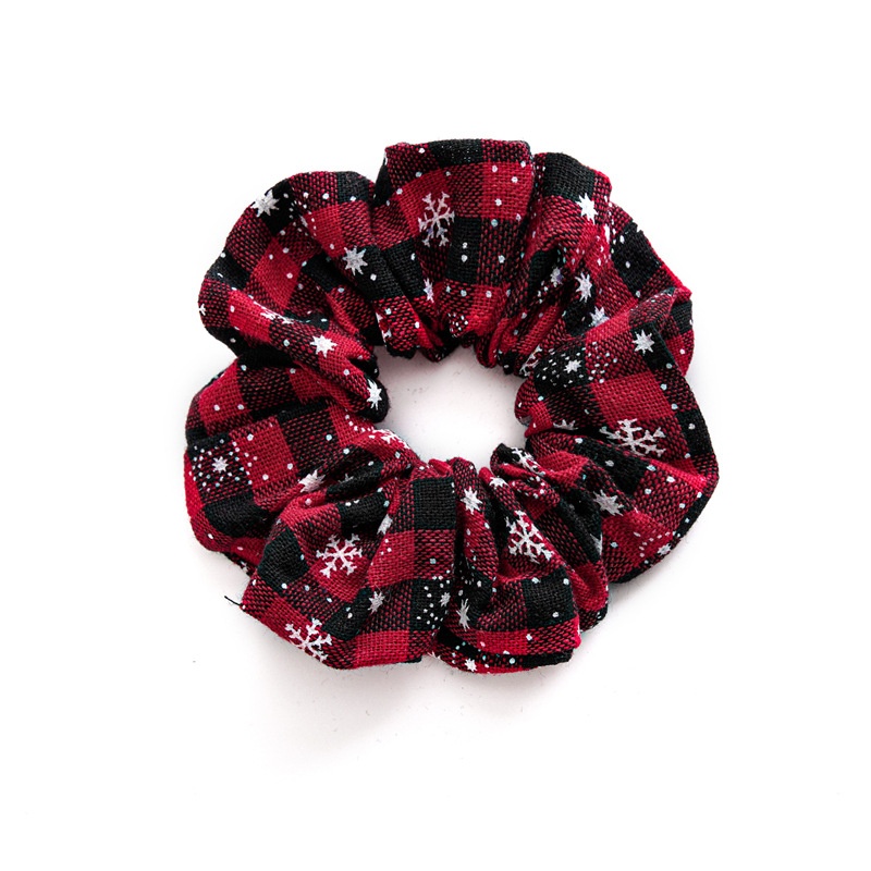 Women's Christmas Cloth Hair Scrunchie Solid Snowflake Lattice