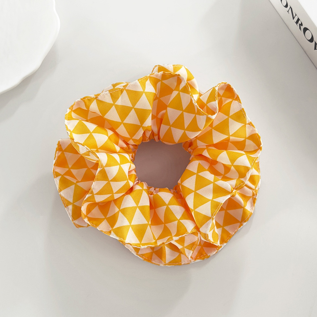 Women's Pleated Cloth Hairband Yellow Cartoon Duck Triangle Pattern