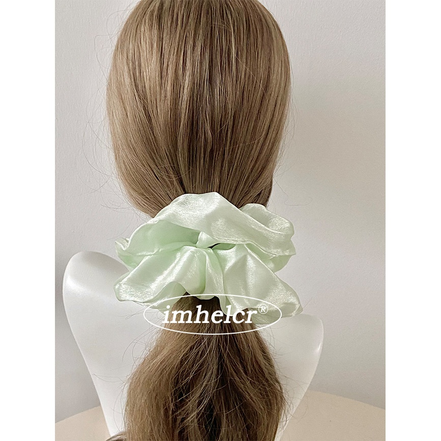 Women's Simple Spring Tulle Hair Tie Daily Scrunchie Solid Green
