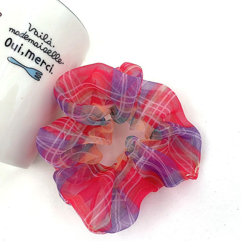 Women's Organza Bow Hair Tie Multi-functional School Hairband Plaid
