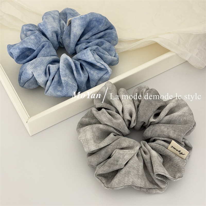 Women's Daily Wear Soft Cloth Retro Hair Tie Blue Grey Tie Dye