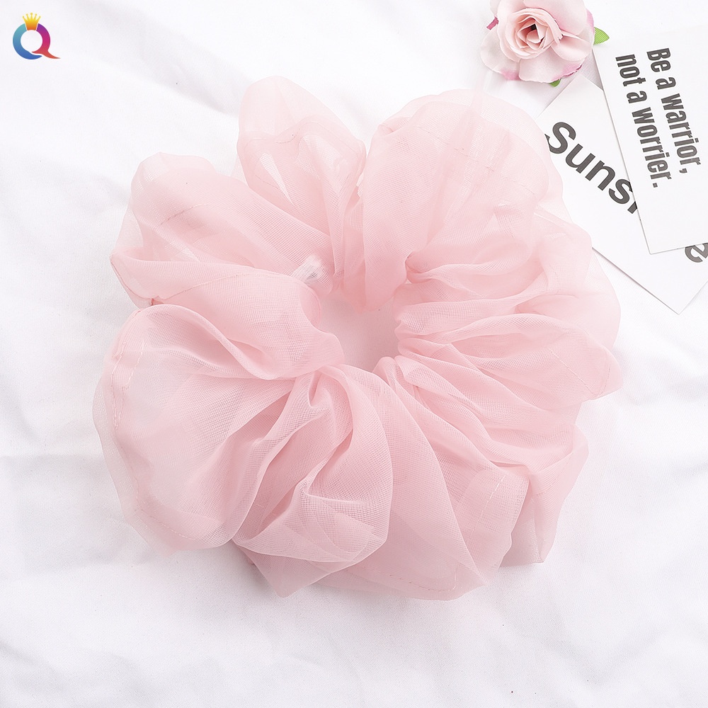 Women's Simple Daily Organza Pleated Hair Tie Scrunchie Solid Color