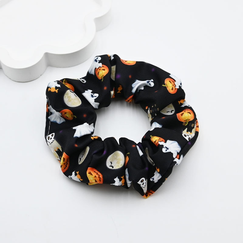 Women's Elastic Cloth Hair Scrunchie Cartoon Halloween Pumpkin Print