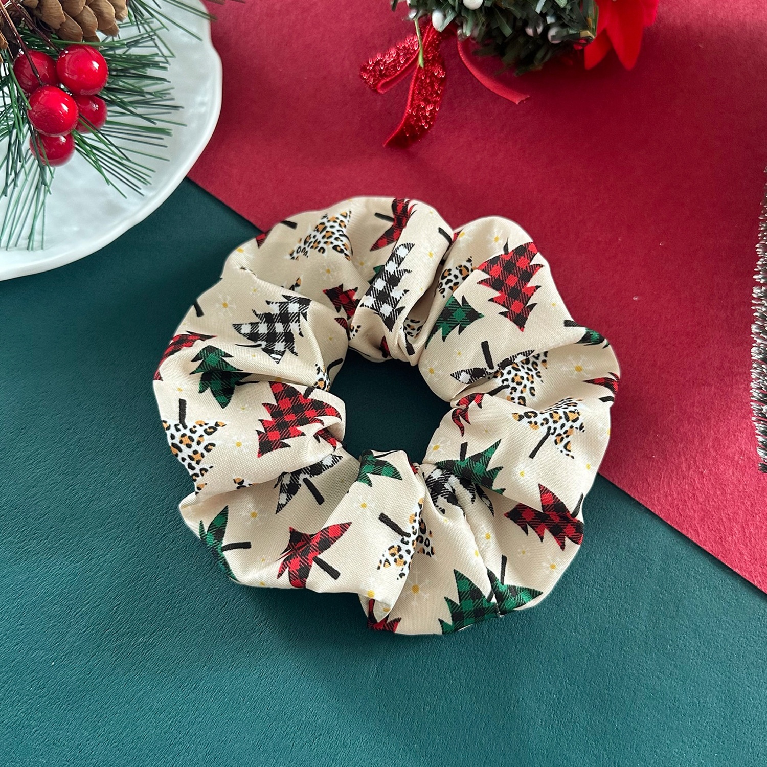 Women's Holiday Elastic Fabric Hair Bands Christmas Tree Snowman