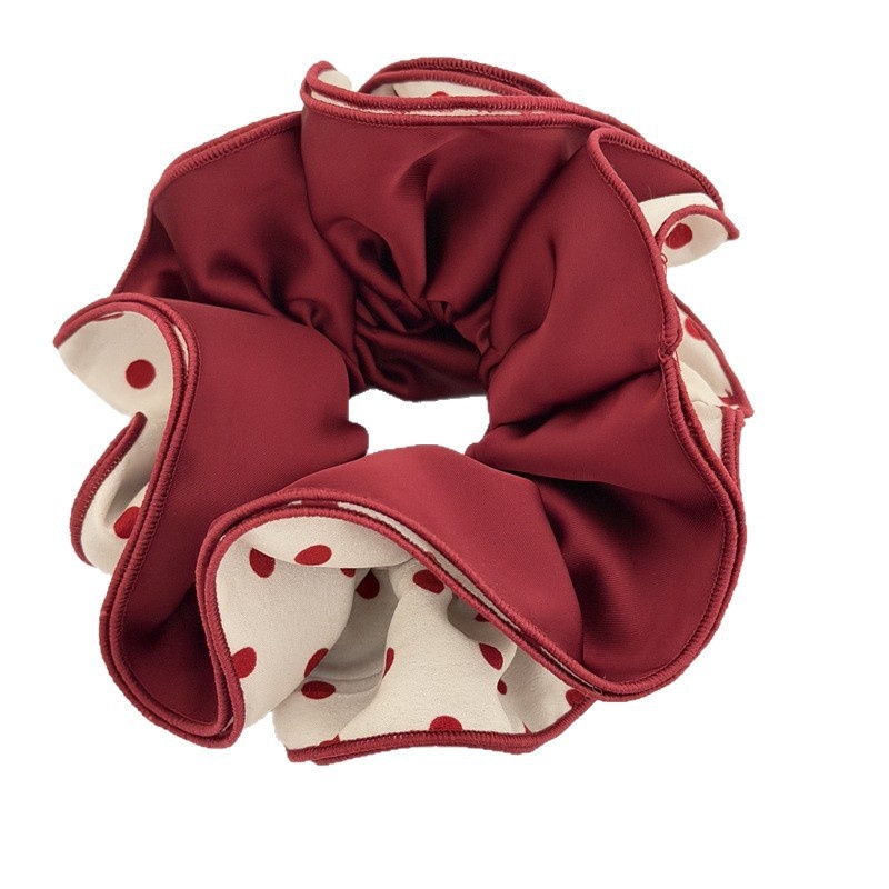 Women's Red Polka Dot Cloth Hair Tie Four-Layer Elastic Bun Hairband