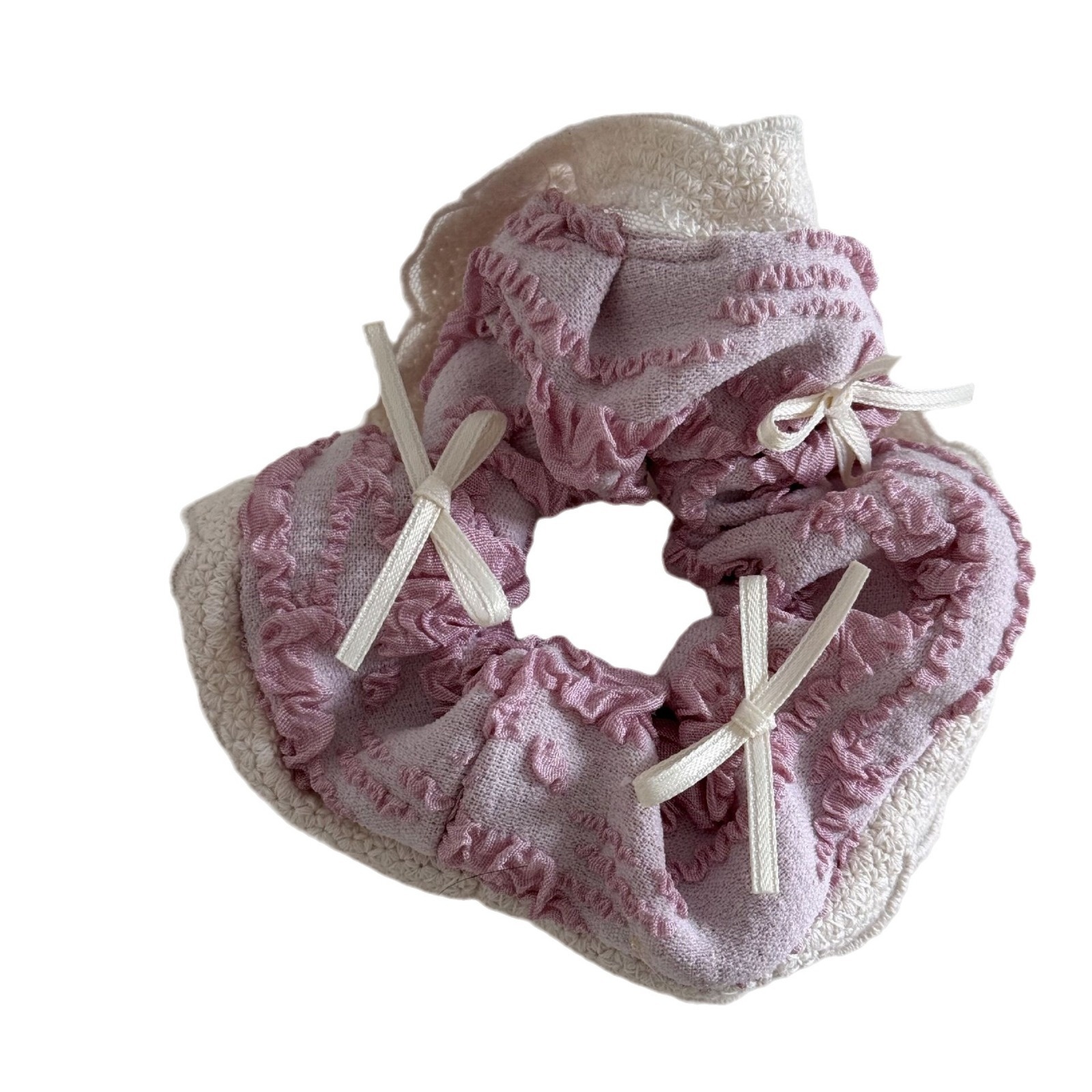 Women's Sweet Spring Lace Bow Tie Hairpin Accessory Pink Beige Heart