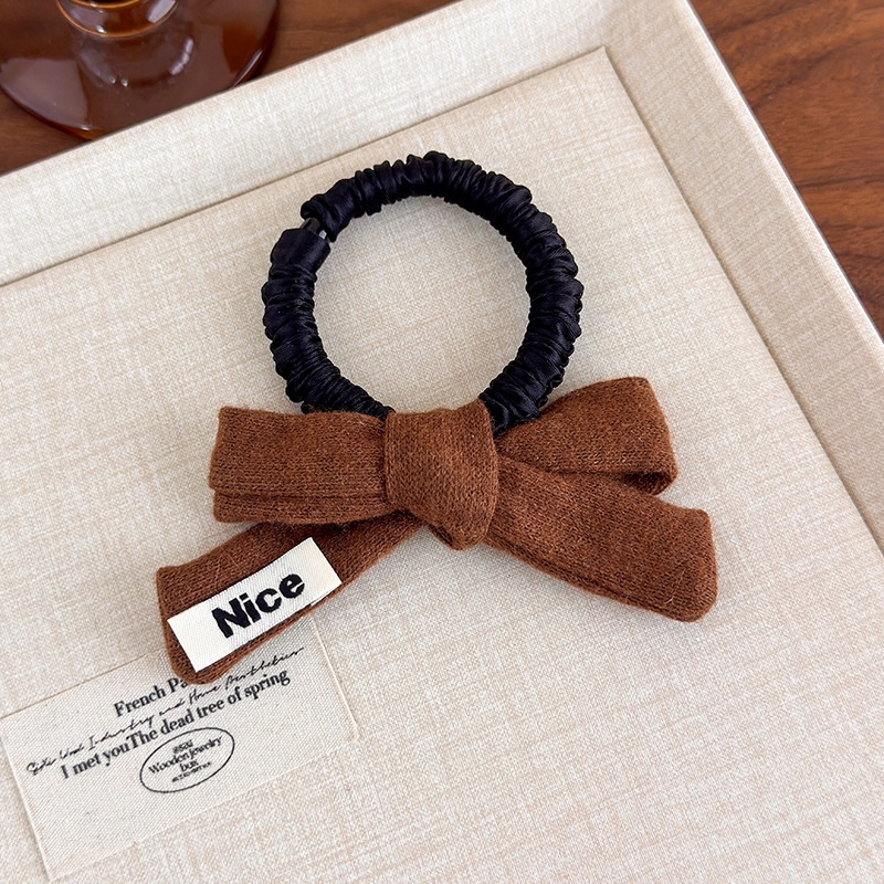 Girls Casual Knitted Scrunchie Elastic Ponytail Hair Tie Bowknot