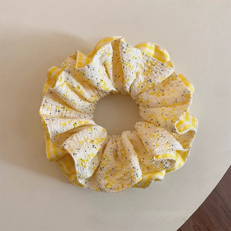 Women's Elegant Cotton Hair Ties Headscarves Blue Plaid Floral