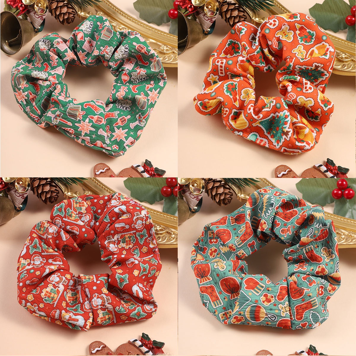 Women's Simple Halloween & Christmas Tree Pattern Festive Hair Tie