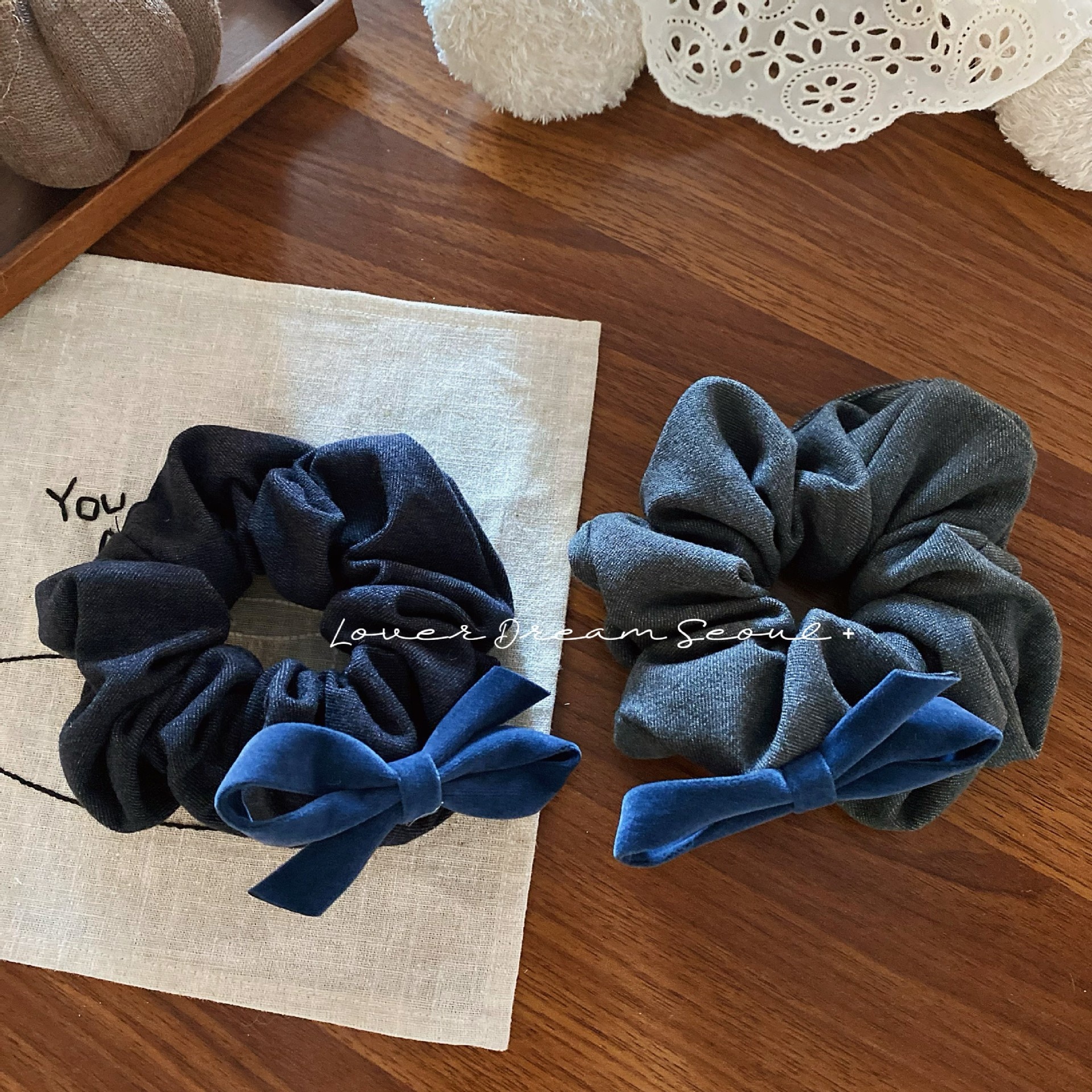 Women Casual Winter Velvet Bowknot Elastic Hair Ties Solid Color