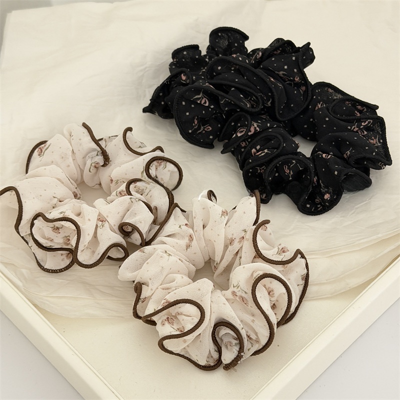 Women's Sweet Spring Soft Chiffon Hair Tie White Ditsy Floral