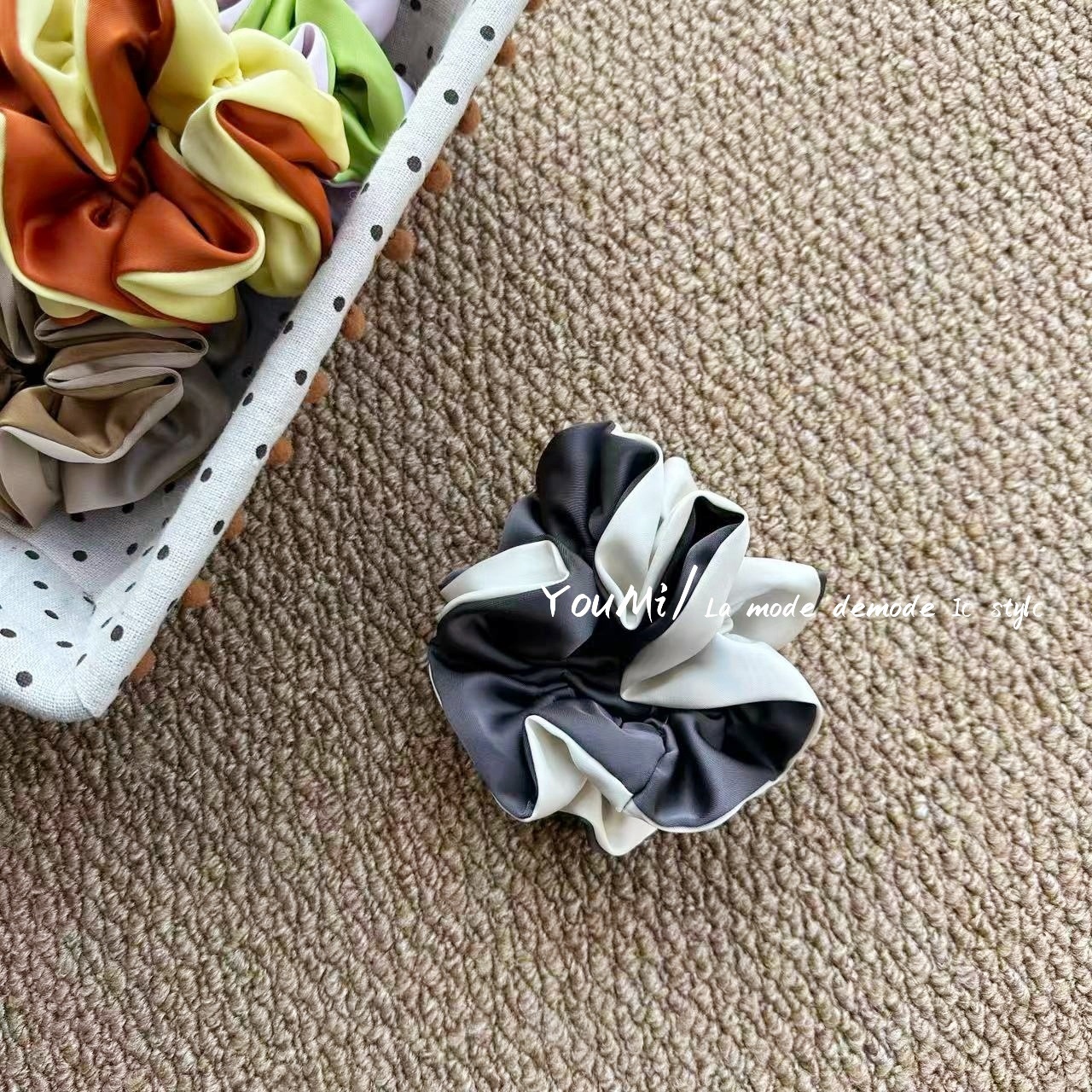 Women's French Style Spring Hair Tie Accessory Elegant Solid Satin