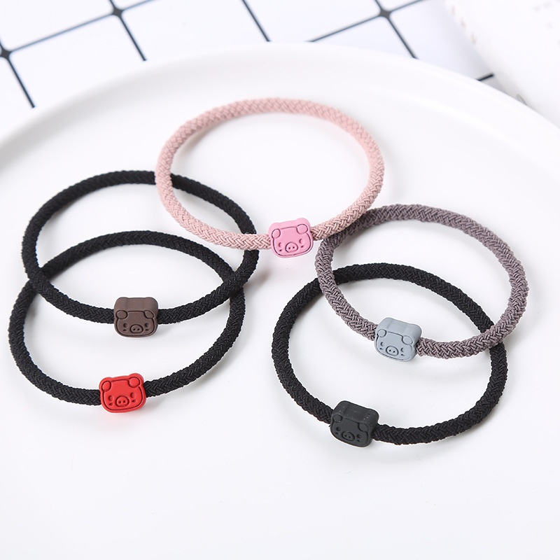 Unisex Couple Cloth Elastic Hair Tie Bracelet All Season Pig Pattern