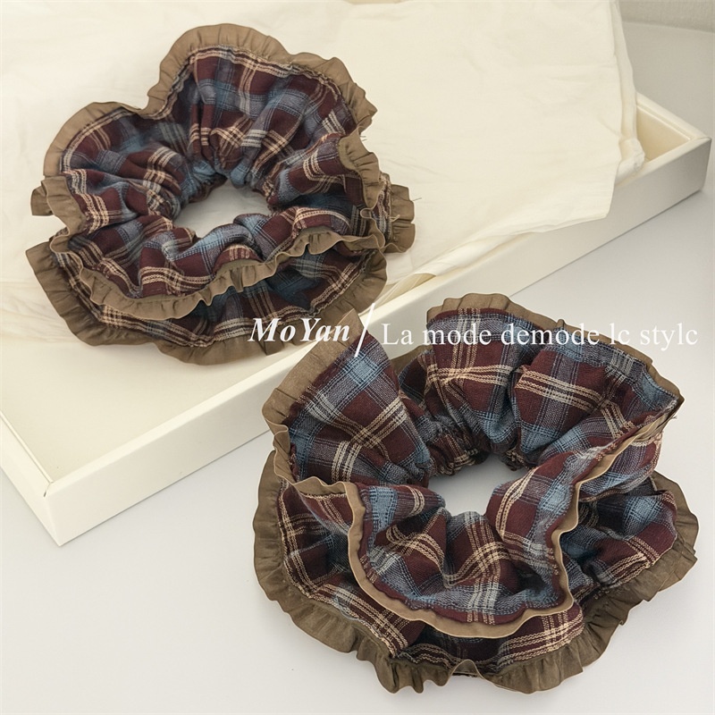 Women's Retro Spring Cloth Hair Tie Multicolor Plaid Color Block